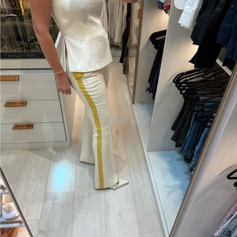 Stella McCartney Cream Pants with Yellow Stripe